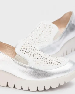 Wonders Mocasin Diamant Metalizado En Pala^ Cuñas