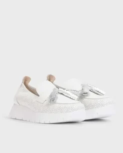 Wonders Mocasin Materia Blanco^ Tonos Metalizados